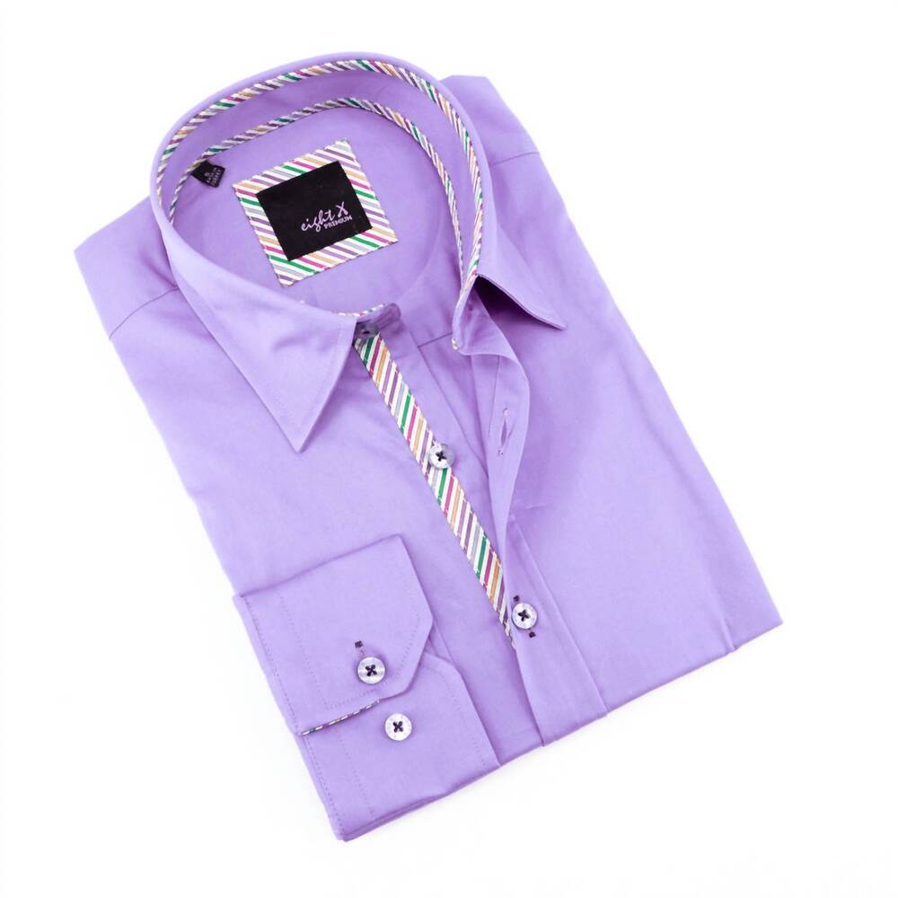 NEW EIGHT X men's colorful trim shirt in lilac